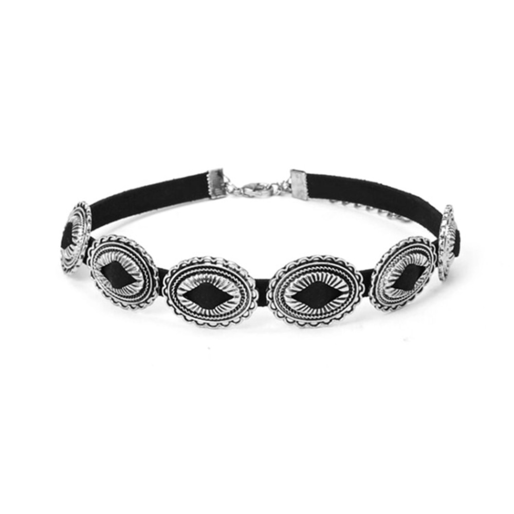 New Boho Western Silver and Black Choker - Picture 2 of 6